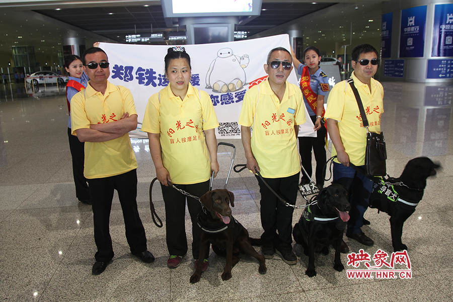 他們此次攜帶的導(dǎo)盲犬名字分別叫A米、戴安娜、凱西，A米是鄭州市第一條導(dǎo)盲犬。