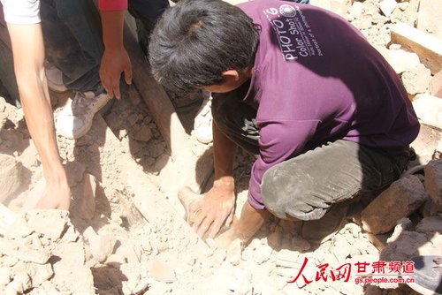 小黃狗露出了鼻子。王生元/攝