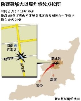 昨日18時(shí)40分左右，一輛由西安開往蒲城的大巴在蒲城縣城發(fā)生爆炸。據(jù)當(dāng)?shù)匦侣劙l(fā)布會(huì)通報(bào)，此次事故導(dǎo)致