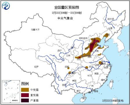 全國霾區(qū)預(yù)報圖。