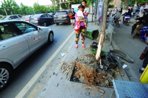 幸虧轎車撞到香樟樹上停了下來(lái),否則后果更嚴(yán)重。