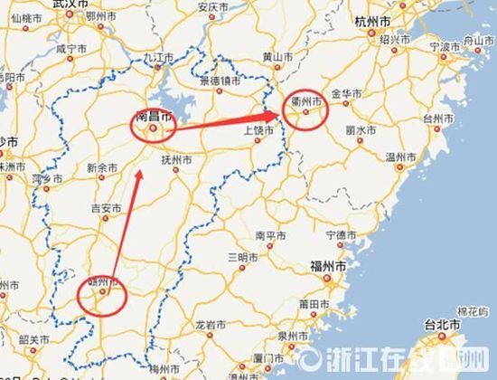 贛州到南昌高速公路400公里左右，南昌到浙江江山高速公路400多公里
