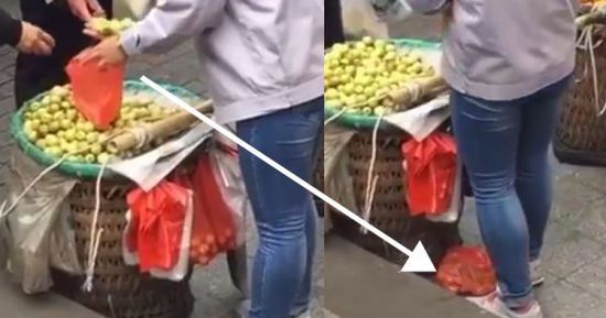 網(wǎng)上流傳的短片顯示，賣棗子棗子的小販以偷龍轉(zhuǎn)鳳的手段把棗子換掉。