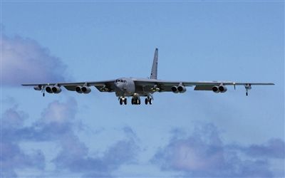 美軍B-52戰(zhàn)略轟炸機(jī)。其為韓三大核保護(hù)傘之一。