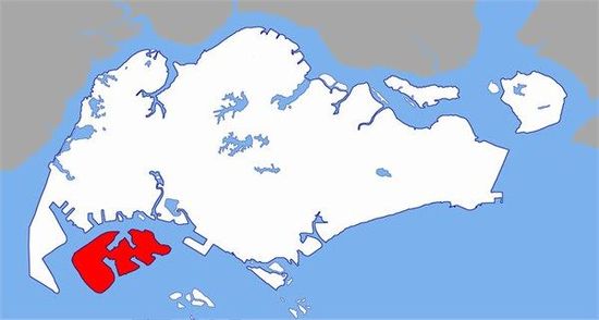 紅色為PX工廠所在裕廊島，與新加坡主城區(qū)距離5公里