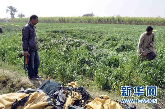 2月26日，在埃及旅游城市盧克索附近，當(dāng)?shù)匕踩藛T在發(fā)生熱氣球爆炸事故的現(xiàn)場(chǎng)查看。
