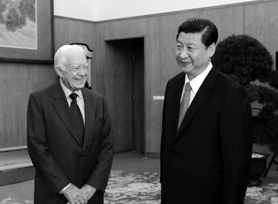 2012年12月13日，中共中央總書記習近平在中南海會見美國前總統(tǒng)卡特