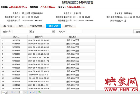競(jìng)價(jià)記錄截圖。