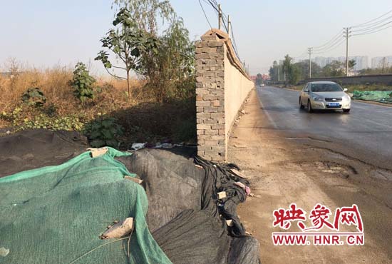 一墻之隔，一邊是道路，一邊是垃圾和荒草，市民質(zhì)疑其為遮羞墻。
