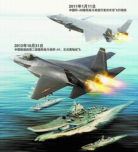 原文配圖：中國第二款隱形戰(zhàn)機首飛效果圖。